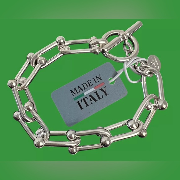 Mia Fiore Necklace Sterling Silver Plated Bronze Made In Italy U Line New - Picture 16 of 16